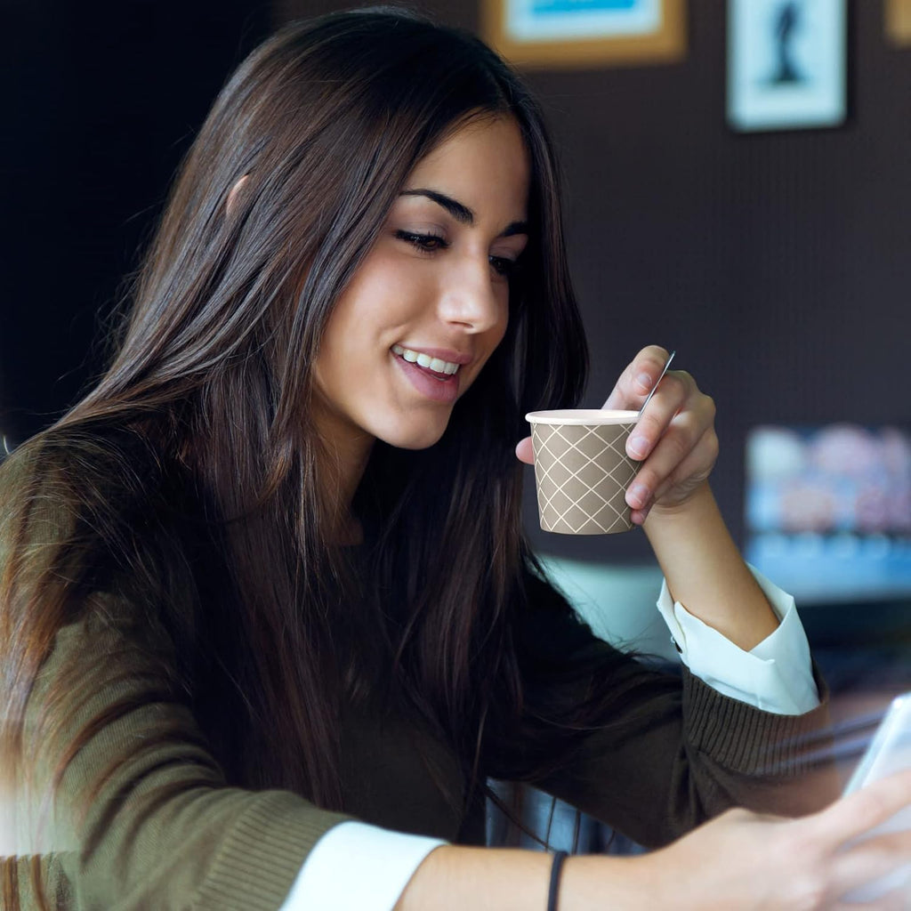 Rtteri 100 Pcs Count 3 oz Disposable Coffee Cups Disposable Espresso Cups Small Paper Cups 3 oz Cups for Coffee Tea Cocoa Juice Mini Paper Cups for Cafes Offices and Home