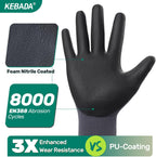 Kebada Work Gloves for Men and Women, Foam Nitrile Coated Safety Gloves with Grip, Ideal for Warehouse Package Handling, Gardening, Mechanic and Construction, Medium
