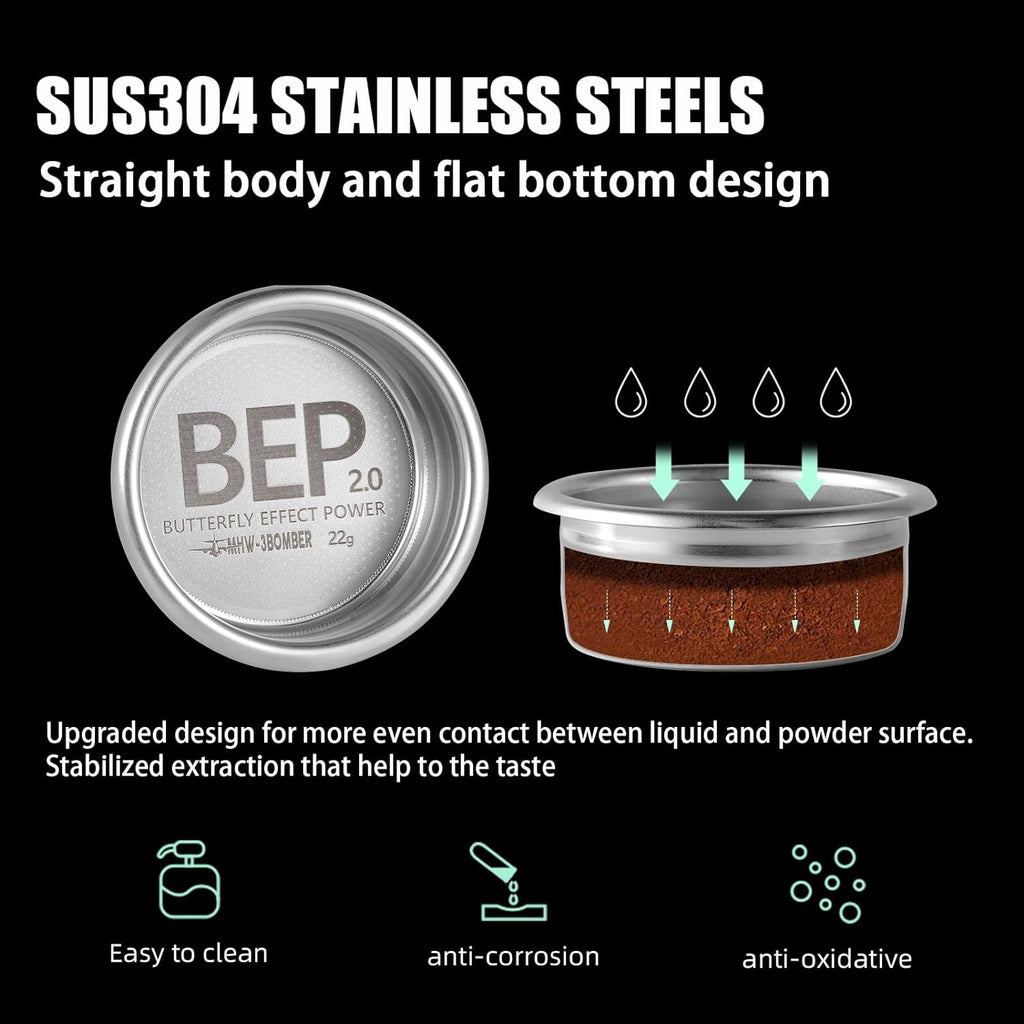 MHW-3BOMBER 51mm Espresso Filter Basket, 12g Double-layer Stainless Steel High Precision Extraction Portafilter Basket Filter Fits Most 51mm Portafilter/Tamper, Ridged, FB5619-OS