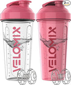 '-2 Pack- 28 oz Protein Shaker Bottles for Protein Mixes - 2x Wire Whisk | Leak Proof Shaker Cups for Protein Shakes | Protein Shaker Bottle Pack (Pink/Transparent)