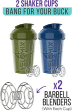 '-2 Pack- 20 oz Protein Shaker Bottles for Protein Mixes - 2x Wire Whisk | Leak Proof Shaker Cups for Protein Shakes and Pre Workout | Protein Shaker Bottle Pack