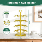 EsLuker.ly K Cup Holder Coffee Pod Organizer Carousel for Counter, Metal Storage Rack Stand for Kitchen, Rotatable 4 Tier Pod Tower Tree for 40 K Cups, Space Saving Meets Elegance, Gold