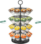 EsLuker.ly K Cup Holder Coffee Pod Organizer Carousel for Counter, Metal Storage Rack Stand for Kitchen, Rotatable 4 Tier Pod Tower Tree for 40 K Cups, Space Saving Meets Elegance, Black