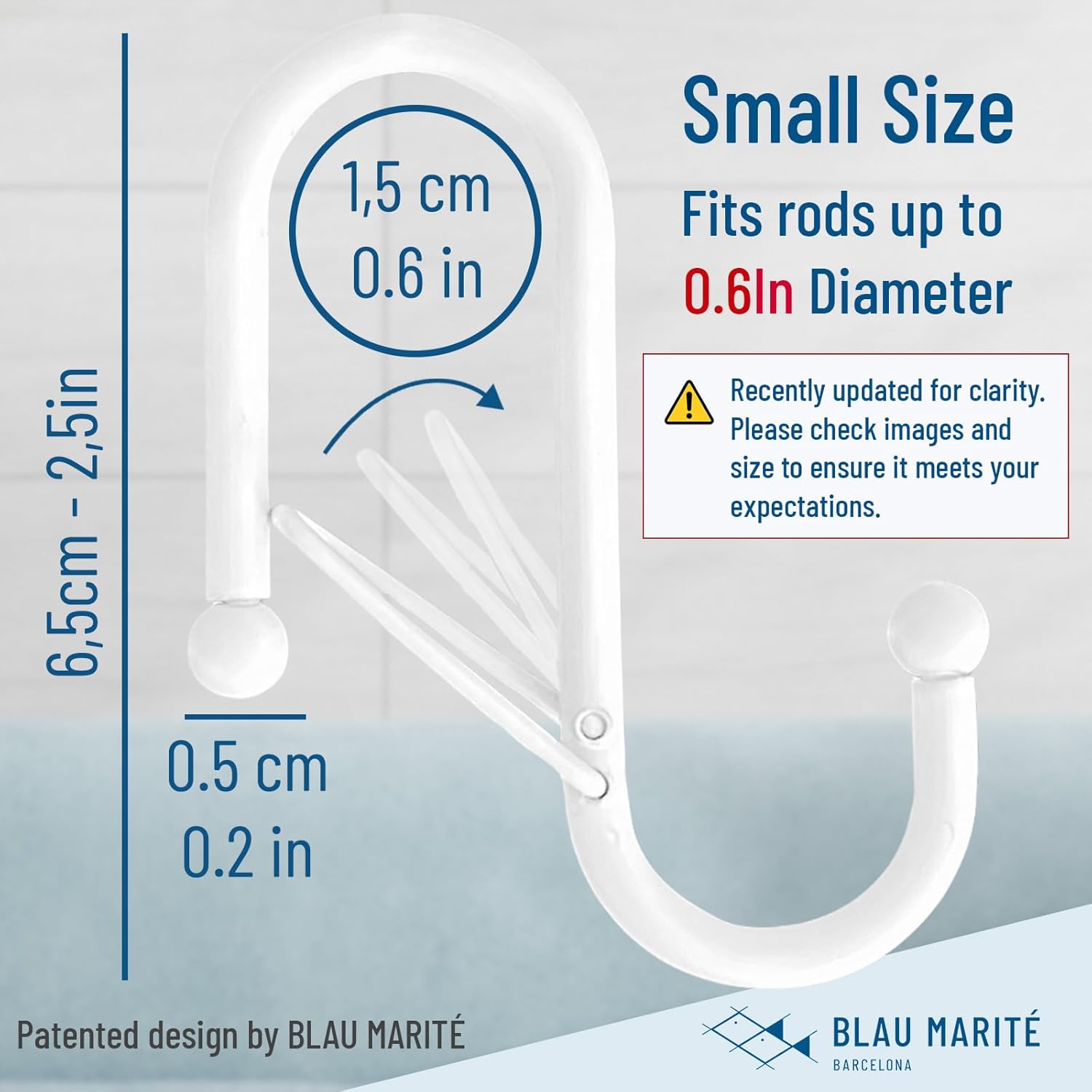 10-Pack Metal S Hooks for Hanging – Heavy-Duty S-Shaped Hooks with Safety Buckle – Fits Bars up to 0.6 in – Anti-Drop Hooks for Kitchen, Pot Racks & Towel Bars – White (Small)