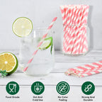 5.75 inch Short Pink Paper Straws 500 Counts, for Cocktail, Mixed Drinks, Cake Pops, Bars, Restaurants - Disposable, Compostable