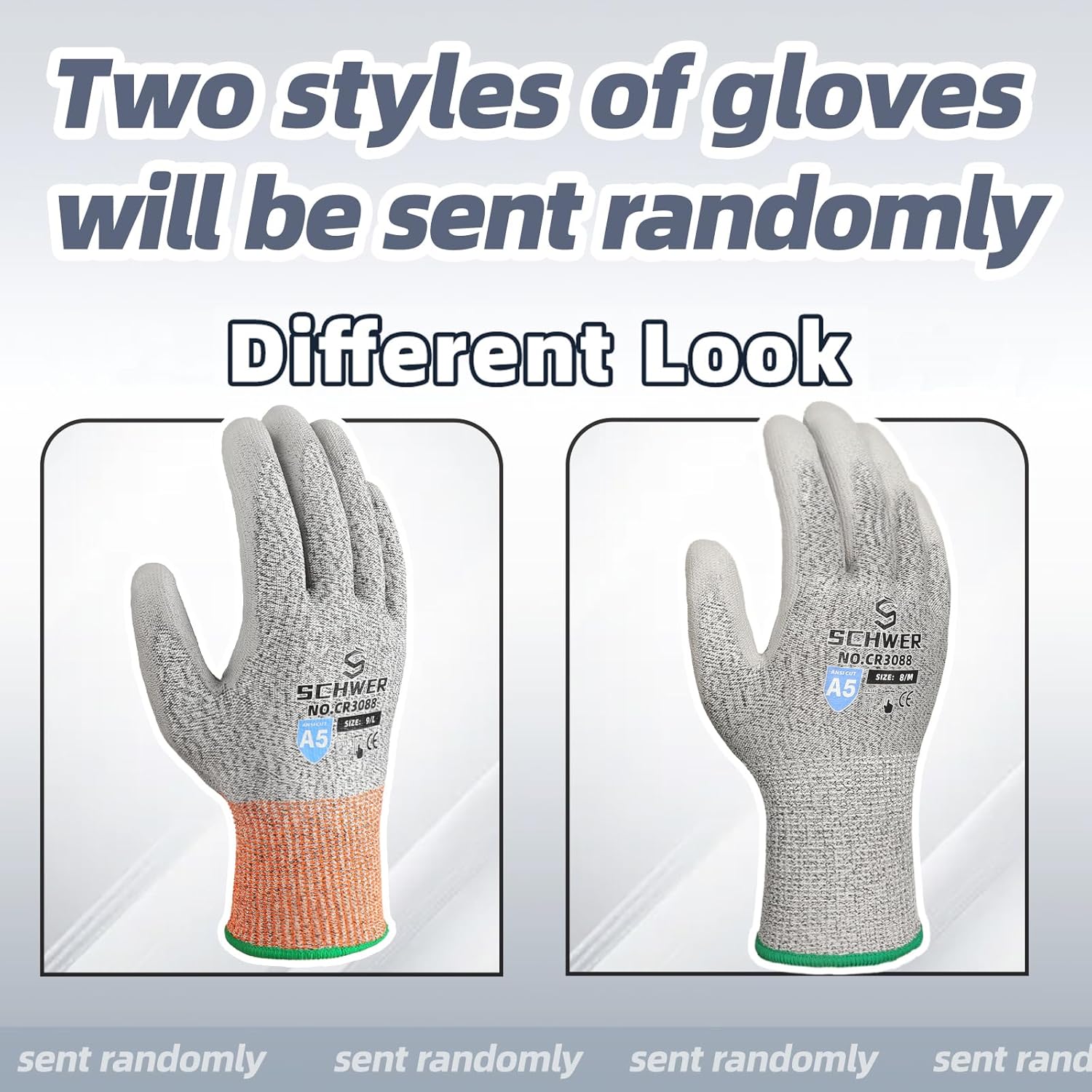 Schwer 12 Pairs ANSI A5 Cut Resistant Work Gloves, Cut Proof Gloves with PU Coating, Used for Metal Fabrication, WoodWorking, Construction, Non Slip, Durable, XL, CR3088