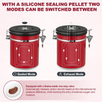 ShanSon Coffee Canister Airtight Coffee Container Stainless Steel Coffee Bean Storage Container with Scoop Coffee Canister for Beans Grounds Sugar Flour Tea Cereal,16OZ,Red