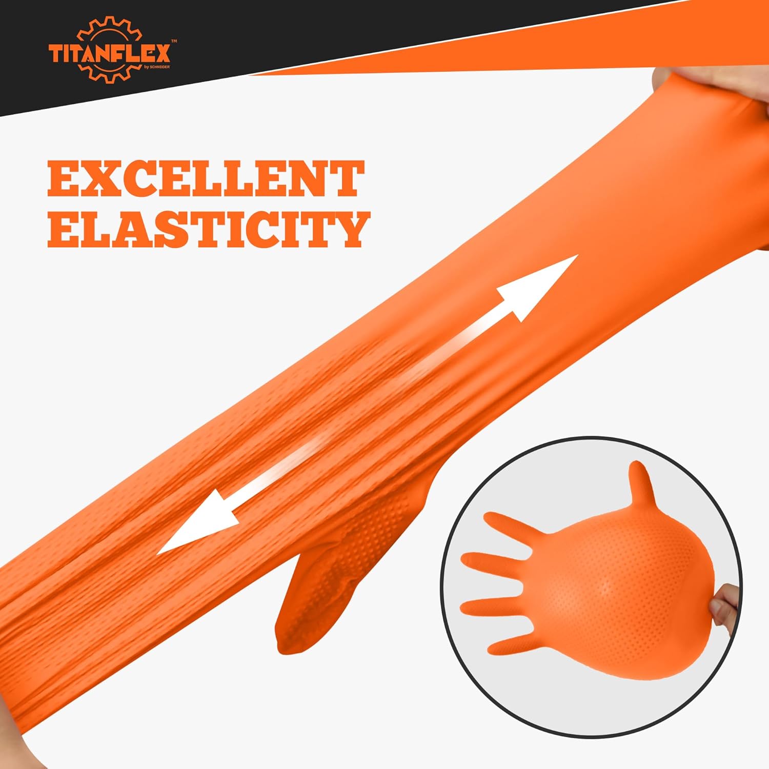 TitanFlex Heavy Duty Nitrile Gloves, 6 Mil Orange Raised Diamond Texture, Mechanic Disposable Gloves Latex Free Powder Free