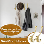 Wall Hooks for Hanging, 25-Pcs Heavy Duty Metal Coat Hooks, for Living Room, Bathroom, Kitchen, Bedroom for Towel, Hat, Key, Closet, Bag (Gold)