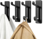 Wall Hooks for Coat and Towel: 13LB Adhesive Door Hanger Stick on, Black 4 Pack