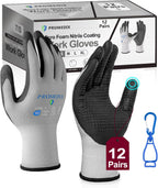 PROMEDIX P Nitrile Coated Work Gloves,MicroFoam Safety Work Gloves Men,Seamless Knit Nylon&spandex Gloves with Grip