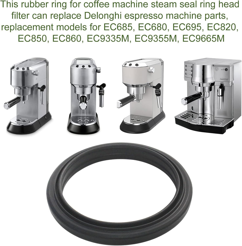58mm Silicone Steam Ring 2 Pack for Delonghi Espresso Machine Steam Seal Ring Head Filter Silicone Gasket for D'Lh Espresso Machine Parts EC685 EC680 EC695 EC820 EC850 EC860 EC9335M EC9355M EC9665M