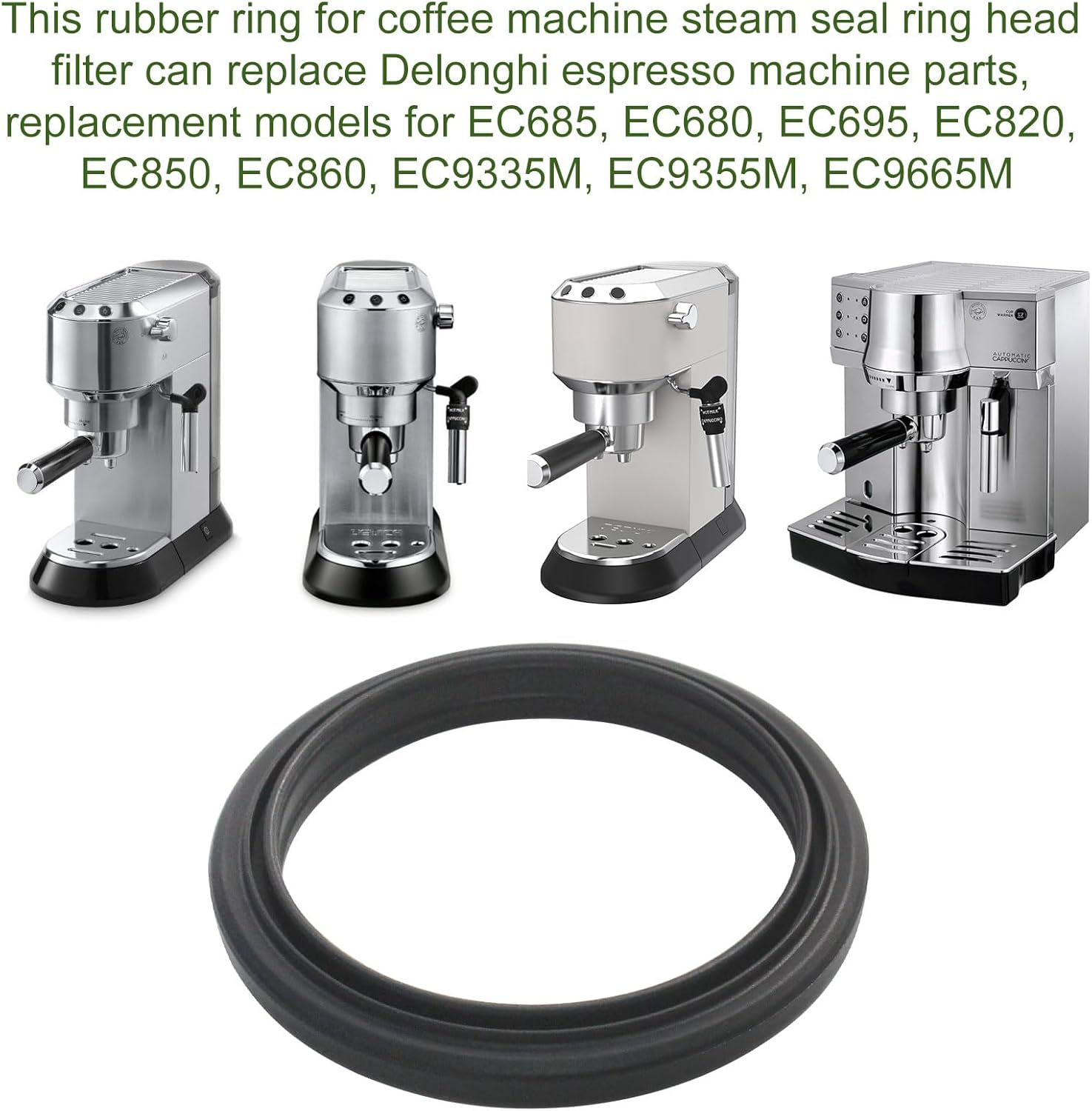 58mm Silicone Steam Ring 2 Pack for Delonghi Espresso Machine Steam Seal Ring Head Filter Silicone Gasket for D'Lh Espresso Machine Parts EC685 EC680 EC695 EC820 EC850 EC860 EC9335M EC9355M EC9665M