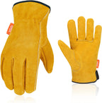Vgo... 1-Pairs Unlined Cowhide Split Leather Work and Driver Gloves, for Heavy Duty, Truck Driving, Warehouse, Gardening, Farm (Size XL, Gold, CB9501)