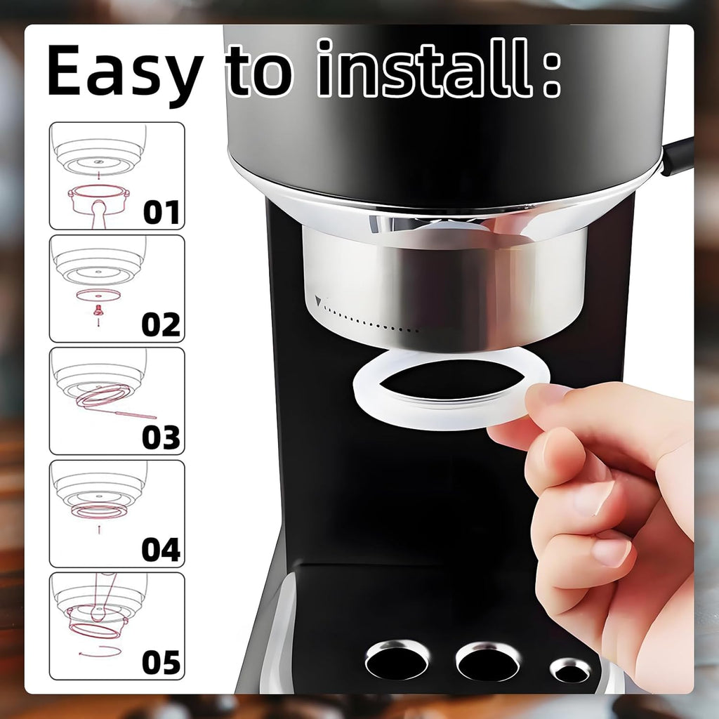 4 Pcs Replacement Gasket Seal Ring, 51mm Silicone Steam Ring Espresso Machine Repair Kit, Grouphead Gasket Replacement Part Compatible with De'longhi EC820 EC850 EC860 DEDICA EC680 EC685 Smeg