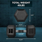 Yes4All Rubber Grip Encased Hex Dumbbell – Hand Weights With Anti-Slip 5-50 LBS Single