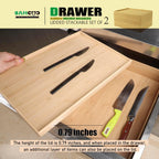 Stackable Bamboo Drawer Organizer Set – 2 Boxes with 1 Lid | Wood-Laminated Trays for Kitchen Utensils, Silverware & Flatware – Fits Cabinets, Pantry, Bathroom & Office | 14.6"x10.2" (2-Pack)