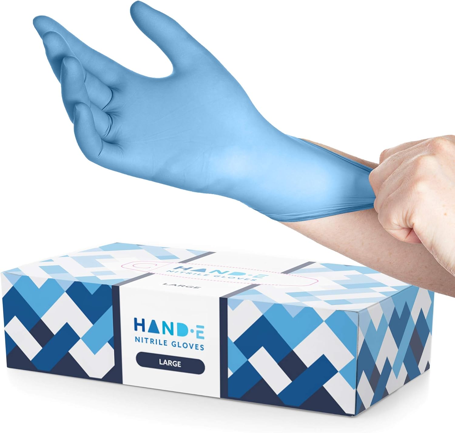 Hand-E Touch Blue Nitrile Disposable Gloves - Latex Free Medical Exam Gloves, Powder Free, Food Safe, Cooking