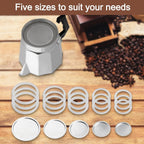 2/3/6/9/12 Cup Gasket & Filter For Stovetop Espresso Coffee Makers, Rubber Seal For Stove Top Coffee Maker Moka Pot, Silicone Gasket Seals, Espresso Machine Replacement Parts(2 cup)
