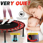 Rebounder Trampoline for Adults - 40" Foldable Mini Trampoline Fitness Rebounder with Adjustable U-Bar Handle, Max Load 350lbs,Stable Quiet Indoor/Outdoor Exercise Equipment