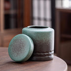 Tea Canister for Loose Tea with Airtight Lid, Kitchen Storage Containers, Ceramic Food Storage Jar, Ceramic Coffee Canister (Green)