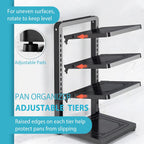 Pot and Pan Organizer Rack for under Cabinet, Heavy Duty Pot Pan Rack under Sink Organizers and Storage, Pot lid organizer, Kitchen Cabinet Organizer with 4 Adjustable Tiers