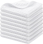 Homaxy Microfiber Waffle Weave Kitchen Dish Cloths, 12 x 12 Inch Ultra Absorbent and Solid Color Dish Towels for Kitchen Fast Drying Dishcloth for Washing Dishes, 8 Pack, White