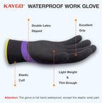 KAYGO Waterproof Work Gloves for Men and Women, Rubber Coated Non-slip Working Gloves for Garden, Outdoor Construction,KG150,Purple,L