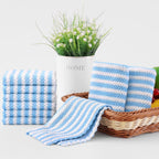 Homaxy 12 Pack Kitchen Dish Cloths, Ultra Soft and Absorbent Dish Towels, Reusable Fast Drying Microfiber Cleaning Cloth, Coral Velvet Wave Design No-lint, 10 x 10 inches, Blue