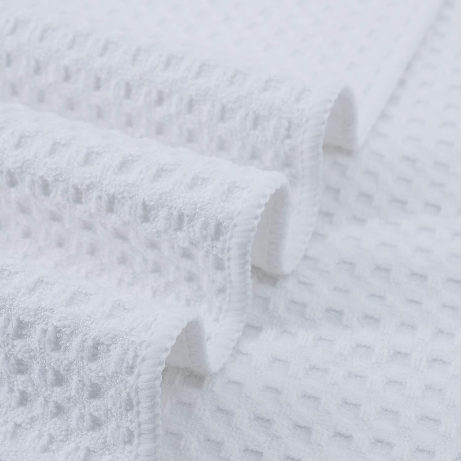 POLYTE Ultra Premium Microfiber Kitchen Dish Hand Towel Waffle Weave, 8 Pack (16x28 in, White)