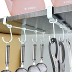 Adjustable Mug Holder Under Cabinet - Coffee Cup Holder with 8 Mug Hooks Under Shelf - White - Space Saving and Versatile