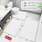 Arotive Luxury Chenille Bathroom Rug Mat, Extra Soft Thick Absorbent Shaggy Bath Rugs, Non-Slip Machine Wash Dry, Plush Bath Mats for Bathroom, Shower and Tub, 60x24, White