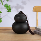 Ceramic Airtight Canister,22 Oz /660ml,Gourd Shap 2 Layers Tea Candy,Food Storage Jar for Coffee,Beans,Herb,Spices,Nuts -Stone Black