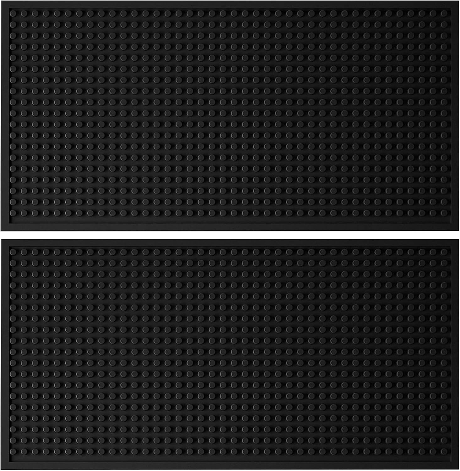 Tioncy 2 Pcs Bar Mat 6 x 12 Inch Bar Mat for Countertop Non Slip Rubber Bar Service Mat Cocktail Coffee Bar Mats for Home Bar Bartending Barbershop, Black