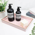 Spsyrine Pink Bathroom Vanity Tray with Handles for Dresser Tops, Countertop, Perfume Decorative Tray, 11.8” * 7.87” *1.37”