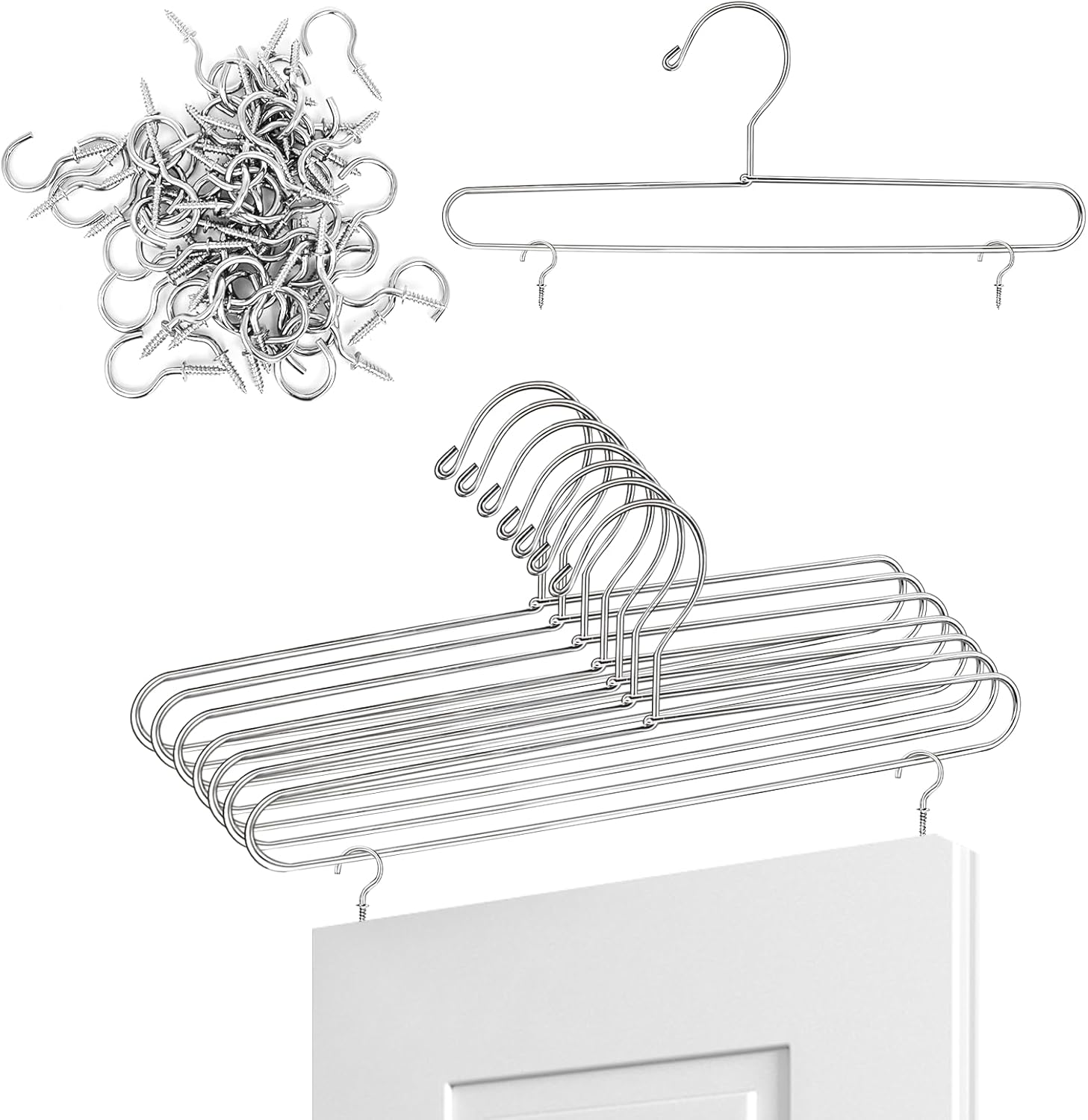 12 Pack Cabinet Door Painting Hanger 14.57 x 5.24 Painting Drying Rack with 60 Pcs Metal Screw-in Cup Hooks,Cabinet Door Drying Rack Art Drying Brackets Painter Tools