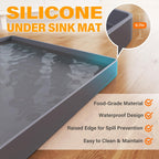 FLATO Waterproof Under Sink Mat 19" x 19" Shelf Liner for Kitchen and Bathroom, Cabinet Protector, Organizers and Storage, Flexible Silicone Drip Tray