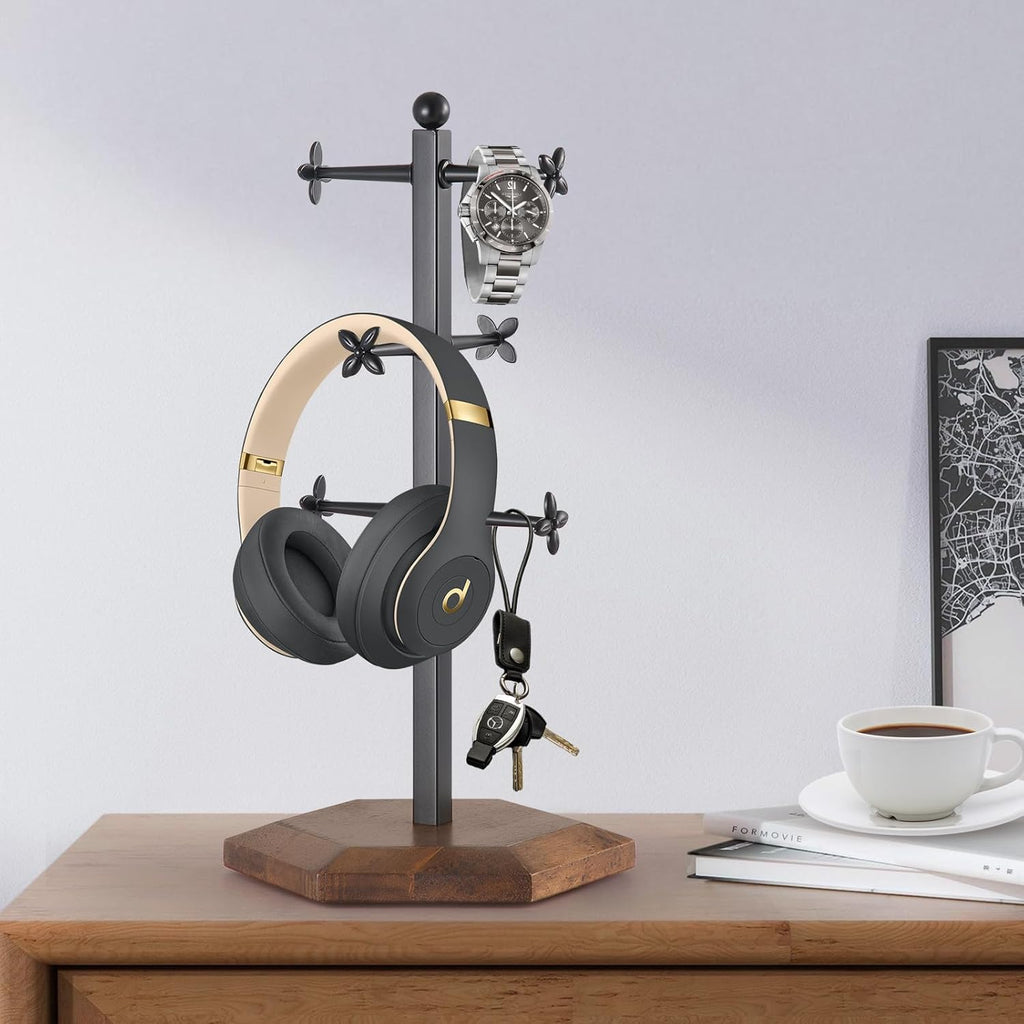 Mug Holder, Countertop Mug Tree, Coffee Mugs & Tea Cup Storage Rack, Coffee Counter Bar Accessory & Kitchen Organizer (Black Vintage Colors)