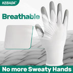 Kebada W1 Work Gloves for Men and Women, 12 Pairs Touchscreen Safety Gloves with Grip, PU-Coated, Ideal for Light & Medium Duty Tasks, White, Medium