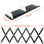 Dseap Accordian Wall Hanger: 16” High Wooden Wall Expandable Coat Rack, Hat Rack Holder, Accordion Hook for Baseball Caps, Coats, Mugs,17 Peg Hooks, Black & White