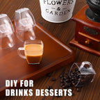 Amyhill 100 Pcs Disposable Tea Cups Mini Plastic Tea Cup Bulk with Handle Hard Plastic Coffee Mug Disposable Square Espresso Mug for Party Catering (Transparent)