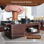 Espresso Tamping Station,Multifunctional Tamping Station,Non-slip Tamper Station,Espresso Station fit for storage 51-58mm Tamper Distributor Portafilter,Walnut Tamper Holder,Coffee Portafilter Holder