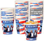 Smygoods Trump Design Disposable Paper Coffee Cups (12 OZ, 50 Count) For Hot Beverages, Tea, Espresso, Cocoa - To Go Drink Containers, Café & Office