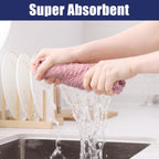 Homaxy Microfiber Waffle Weave Kitchen Towels, 16 x 28 Inch Ultra Absorbent and Solid Color Dish Towels, 8 Pack, Pink