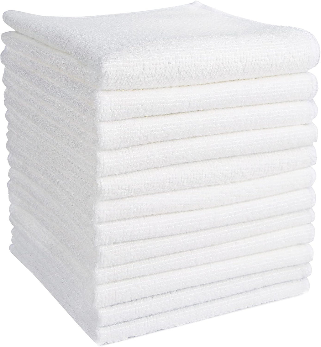 AIDEA Microfiber Cleaning Cloth 12PK, Dish Cloths White, Strong Water Absorption, Lint Free Rags, Scratch Free, Streak Free Microfiber Towels, Kitchen Dish Towels White, 11.5"x 11.5"
