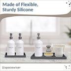 Countertop and Vanity Tray - 2 PC (11” and 7”) Shatterproof Silicone Kitchen and Bathroom Trays for Counter, Kitchen Soap Dispenser Tray, Vanity Trays for Bathroom, Perfume Key Tray