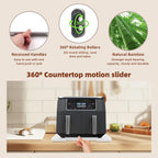 360° Rolling Tray Bamboo Appliance Slider for Kitchen Appliances, for Breville Espresso Machine Accessories, Sliding Tray for Coffee Maker Appliances Mat Easily from Under The Cabinet White13"×15.7"