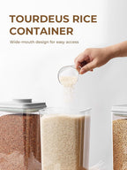 Large Airtight Food Storage Containers with Measuring Cup, 4L Airtight Pop Top Rice Storage Container 6.06 lbs(2.75kg), BPA-Free Plastic Cereal & Grain Canister Flour Dispenser
