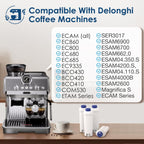 DLSC002 Water Filter Replacement Compatible With Delonghi Coffee Machine Filter Activated Carbon Softener For De'longhi Magnifica evo, Dinamica, Eletta, ECAM, ESAM, ETAM, Bco410/420, Ec680/800, 4 Pack