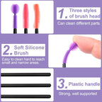 OIIKI 9pcs Crevice Cleaning Brushes, Silicone Nook & Cranny Brushes, Orange, Purple, Red